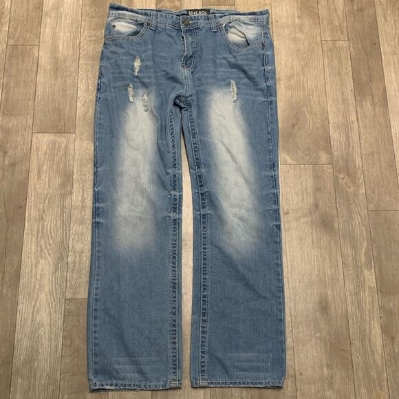 Mens CJ Black Relaxed Straight Distressed Jeans‎ - Picture 1 of 7